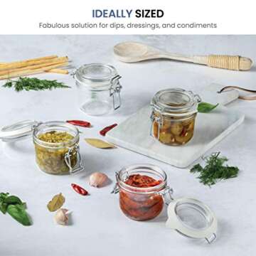 Bormioli Rocco Glass Fido Jars - Hermetic Sealed Hinged Airtight Lid for Fermenting, Pantry, Kitchen Storage Jars, Bulk Food Storage Containers, With Paksh Chalkboard Labels (2 Pack) (6 3/4 Ounce (4 Pack))