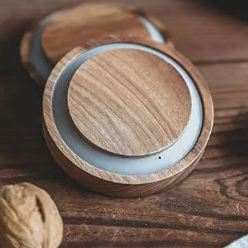 Bekith Set of 5 Glass Canisters for Kitchen, Glass Storage Jars with Airtight Acacia Wood Lid, Stackable Clear Glass Food Storage Containers for Coffee Beans, Flour, Sugar, Rice and Spaghetti