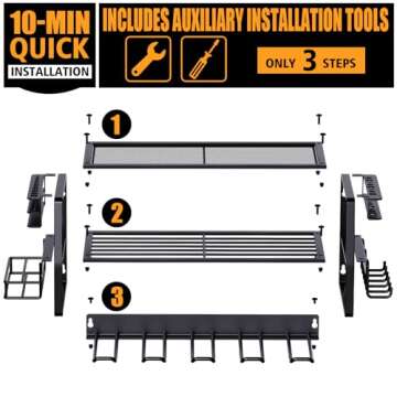 Power Tool Organizer Wall Mounted 3 Layer Heavy Duty 160 Lbs Limit Tool Organizers and Storage Drill Holder Utility Racks with Screwdriver/Plier/Hammer/Bit Holder for Garage Workshop Fathers Day Gift
