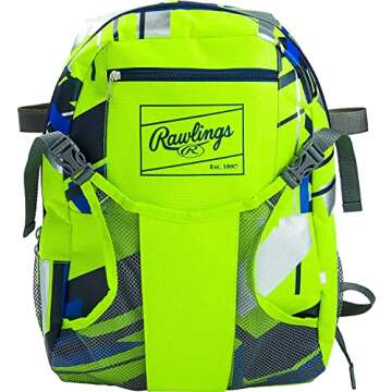 Rawlings | REMIX Backpack Equipment Bag | T-Ball & Youth Baseball / Softball | Green