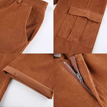 Women's Corduroy Baggy Cargo Pants Y2K Style for Comfort