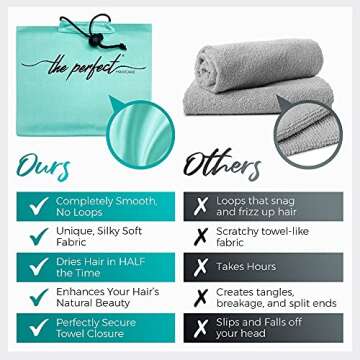 Microfiber Hair Towel Wrap for Women - Gift and Travel - Smooth like Silk - Curly, Wavy, Straight Ha...