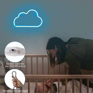 Cloud Neon Signs, LED Cloud Neon Light for Wall Decor, Battery or USB Powered Cloud Sign Shaped Decoration Wall Lights for Bedroom Aesthetic Teen Girl Kid Room Christmas Birthday Wedding Party