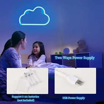 Cloud Neon Signs, LED Cloud Neon Light for Wall Decor, Battery or USB Powered Cloud Sign Shaped Decoration Wall Lights for Bedroom Aesthetic Teen Girl Kid Room Christmas Birthday Wedding Party