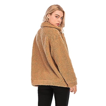 Women's Faux Shearling Oversized Jacket Camel Medium
