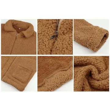 Women's Faux Shearling Oversized Jacket Camel Medium