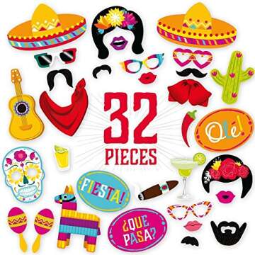 Fiesta Photo Booth Props by PartyGraphix - Mexican Decor Perfect for Fiesta Party Decorations
