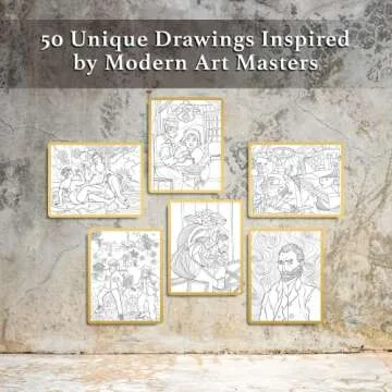 ColorIt Modern Art Adult Coloring Book for Stress Relief, 50 Drawings Inspired by Famous Paintings, Smooth and Thick Paper, Spiral Binding, USA Printed, Lay Flat Hardback Book Cover, Ink Blotter Paper
