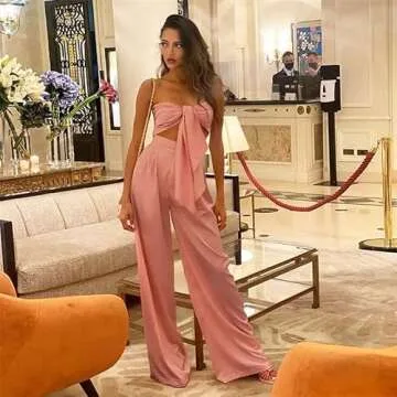 Elegant Summer Satin 2 Piece Set for Women in Pink