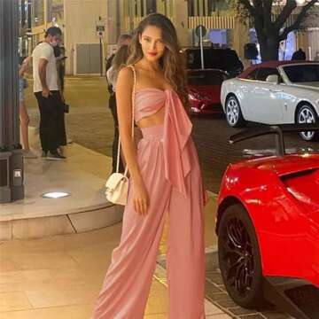 Elegant Summer Satin 2 Piece Set for Women in Pink