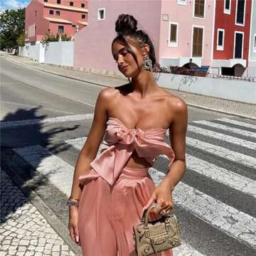 Elegant Summer Satin 2 Piece Set for Women in Pink