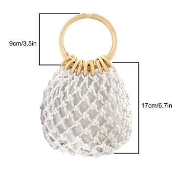 Ayliss Women Mini Clutch Tote Handbag Top-handle Bucket Drawstring Handbag Summer Beach Woven Handma...