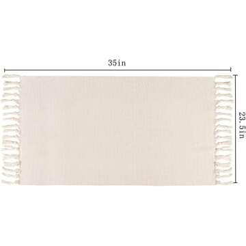 JE JOUE Boho Bathroom Rug ，Small 2'x3' Door Mat ，Hand Woven Tassel Solid Color Area Rug, for Laundry Kitchen Outdoor Bathroom Dorm entryway Foyer Bedroom Back Door Decor