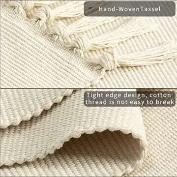 JE JOUE Boho Bathroom Rug ，Small 2'x3' Door Mat ，Hand Woven Tassel Solid Color Area Rug, for Laundry Kitchen Outdoor Bathroom Dorm entryway Foyer Bedroom Back Door Decor