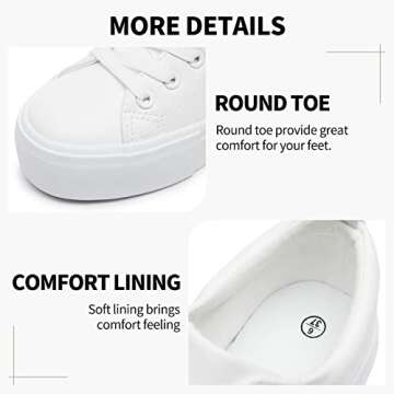 SERNIAL Womens White Platform Sneakers PU Leather Platform Shoes Walking Shoes for Women(White,US6)