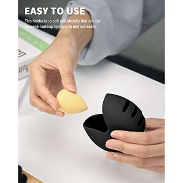 CORNERIA Integrated Makeup Sponge Travel Case, Silcone Washable Reusable Makeup Sponge Holder, Blend...