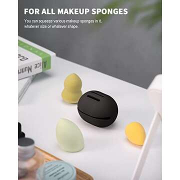 CORNERIA Integrated Makeup Sponge Travel Case, Silcone Washable Reusable Makeup Sponge Holder, Blender Holder Beauty Makeup Sponge Protective Carrying Case