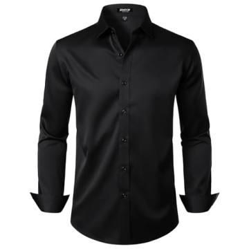 JEMITOP Men's Slim Fit Dress Shirt: Stretch, Wrinkle-Free for Weddings