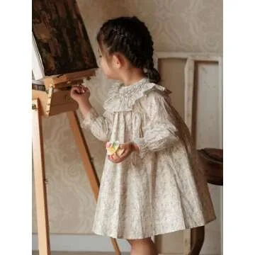 Baby Girls Long Sleeve Smocking Clothing Toddler Fall Floral Smocked Dress Vintage Dresses for Easte...