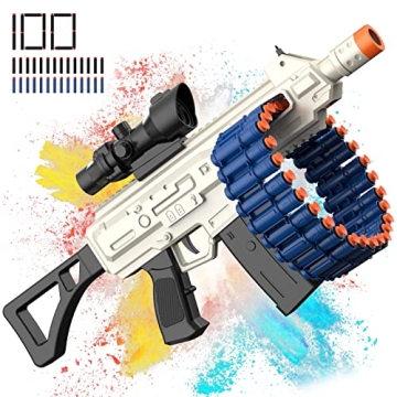 Electric Automatic Toy, JakMean Toy Blaster with 30 Dart Clips and 100 Foam Darts, Outdoor Shooting ...