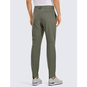 CRZ YOGA Men's All Day Comfy Golf Pants - 32" Quick Dry Lightweight Work Casual Trousers with Pockets Light Army Green 28W x 32L