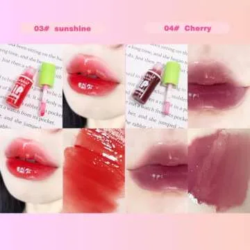 Tiejdhr 6 Colors Mini Lip Oil, Big Brush Head Hydrating Lip Glow Oil, Nourishing Fresh Clear Shiny Transparent Lip Gloss Plumping Lip Gloss Long Lasting Non-sticky Smooth Lip Care (SET A)