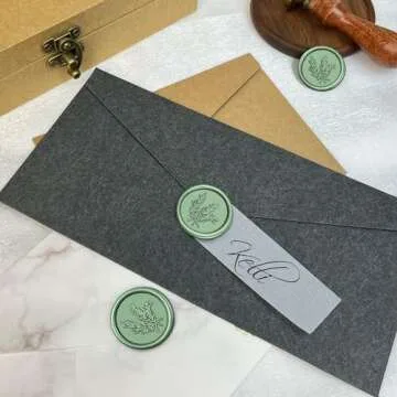 25Pcs Wax Seal Stickers Handmade Envelope Seals Self Adhesive Wax Stickers for Wedding Party Invitations, Envelope, Gift Wrap, Christmas(Rosemary Style, Olive Green Wax)
