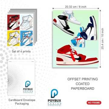 PoyBux Design - AJ Wall Glossy Paper Art Poster Prints, Set of 4 (8''x10'') UNFRAMED, AJ Room Decor,...