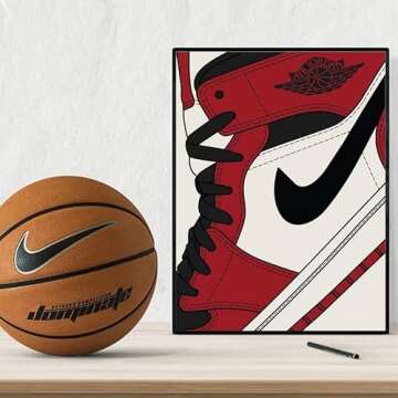 PoyBux Design - AJ Wall Glossy Paper Art Poster Prints, Set of 4 (8''x10'') UNFRAMED, AJ Room Decor, Gym Shoes Art Sports Themed Wall Art For Boys Room Wall Decor,Gift for Boys,