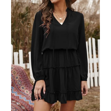 BTFBM Casual Tie V Neck Dress for Every Occasion