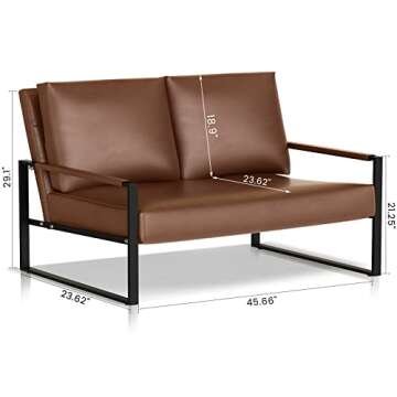 AWQM Faux Leather Couch, Mid-Century Loveseat Sofa,Upholstered Faux Leather Loveseat,Small Loveseat ...