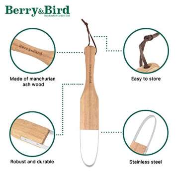 Berry&Bird Loop Weeder, 12.6-Inch Gardening Weed Cutter/Remover, Garden Weeding Scraper Tool with Wood Handle for Gardening, Lawn, Yard Work