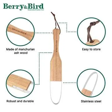 Berry&Bird Loop Weeder, 12.6-Inch Gardening Weed Cutter/Remover, Garden Weeding Scraper Tool with Wood Handle for Gardening, Lawn, Yard Work