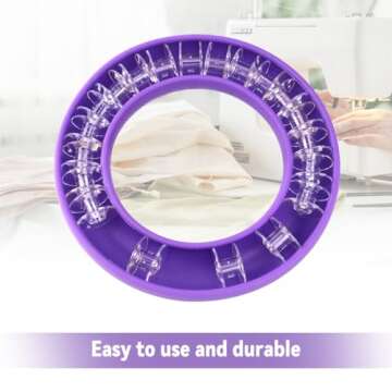 1 Pcs Rubber Bobbin Holder, Round Sewing Bobbin Holder Supplies Organizer for Sewing Thread Machine Bobbins Case fit Metal, Plastic Sewing Machine Bobbins or Quilting Bobbins (Purple)
