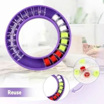1 Pcs Rubber Bobbin Holder, Round Sewing Bobbin Holder Supplies Organizer for Sewing Thread Machine Bobbins Case fit Metal, Plastic Sewing Machine Bobbins or Quilting Bobbins (Purple)