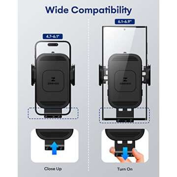 ZeeHoo Wireless Car Charger, 15w Fast Charging, Auto Clamping Car Phone Mount, Cell Phone Holder Charger, for iPhone 15 14 13 12 11 Pro Max Xs, Etc. (Black)