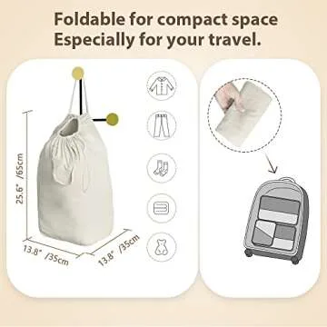 MCleanPin Washable Laundry Bags with Handles,140L Dirty Clothes Storage for College Dorm Laundry Bas...