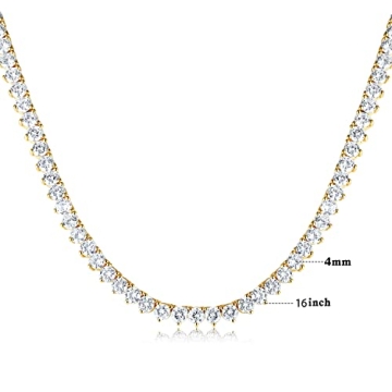 GEMSME Gold Plated Cubic Zirconia Tennis Necklace