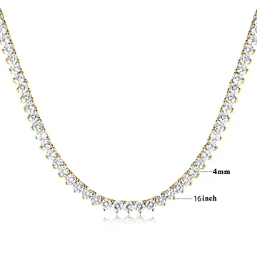 GEMSME Gold Plated Cubic Zirconia Tennis Necklace