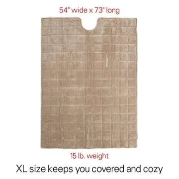 Sunbeam Extra Warm Weighted Blanket | 15 Pounds, Reversible Plush Velvet/Microfiber with Arm Slits and Neck Cutout, 54” x 73”, Mushroom