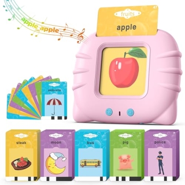 Pink Talking Flash Cards for Toddler 1 2 3 4 Year Olds, Language Learning Toys, Pocket Speech Therap...