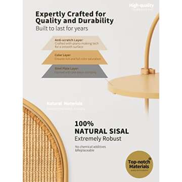 MS!MAKE SURE Cat Scratching Post, Three Modes Cat Scratcher, Cat Scratch Furniture Protector, Vertical/Horizontal/Side Table, Replaceable Sisal Scratch Pad for Indoor Cats - Yellow