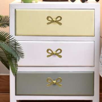 Perilla Home Set of 8 Brass Metal Knobs for Cabinet & Drawers Decorative Bow Knobs for Home Kitchen ...