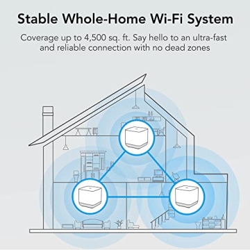 TCL Mesh Wi-Fi System, Gigabit Wifi Mesh Network up to 100 Devices, Replaces WiFi Router and Extender, Whole-Home 4,500 Sq. ft. Coverage, High-Performance Wireless WiFi Booster (3 Pack) (Renewed)