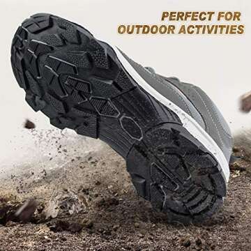 JABASIC Womens Mid Hiking Boots Lightweight Outdoor Trekking Shoes (8,Grey/Pink)