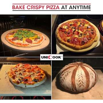 Unicook 14 Inch Round Pizza Stone - Heavy Duty Cordierite Baking Stone for Oven and Grill