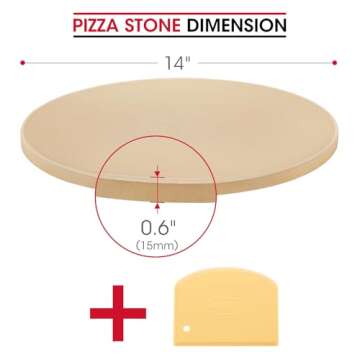 Unicook 14 Inch Pizza Stone for Crispy Crusts and Baking