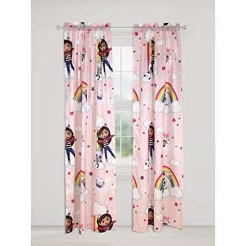 Franco DreamWorks Gabby's Dollhouse Kids Room Window Curtains Drapes Set, 82 in x 84 in, (Official G...