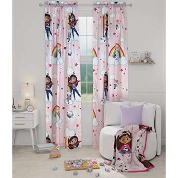 Franco DreamWorks Gabby's Dollhouse Kids Room Window Curtains Drapes Set, 82 in x 84 in, (Official Gabby's Dollhouse Product)