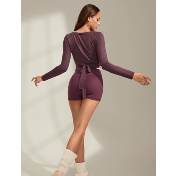 INGIA Womens V-Neck Long Sleeve Cross Wrap Top Soft Knit